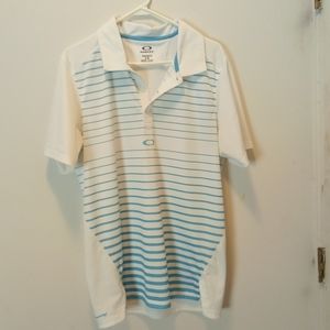 Oakley Hydrolix men's polo shirt white with blue stripes large